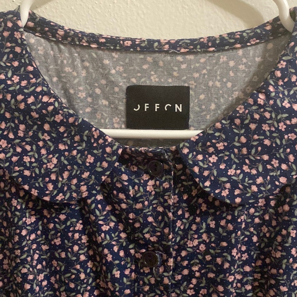 Cottagecore Knee Length Peter Pan Collar Cotton Dress with Pockets